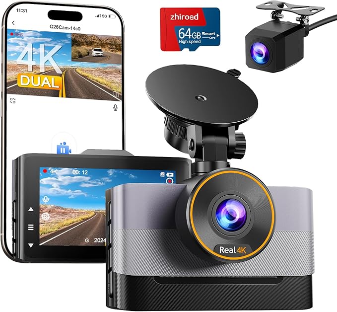 Dash Cam Front and Rear 4K+1080P