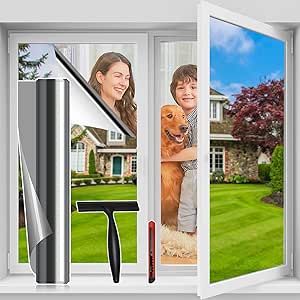Window Film Privacy Heat Reflective Mirror Window Film Silver 44.5x200cm