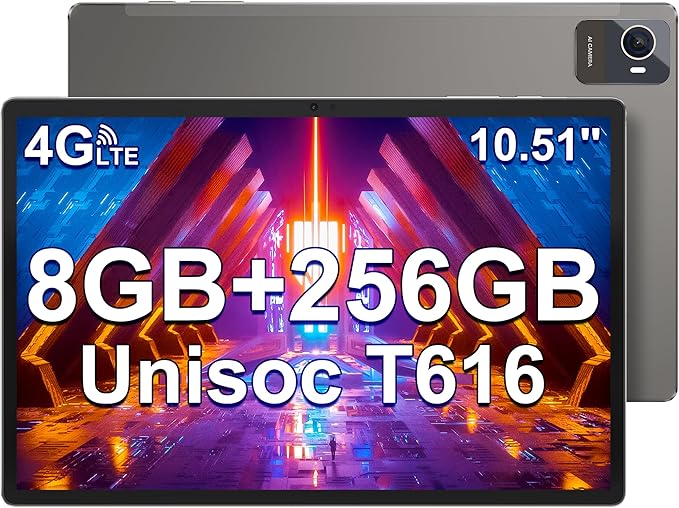 10.5 inch Cellular Android Tablet, 256GB ROM+8GB RAM