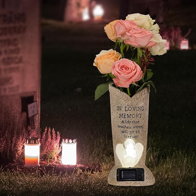 Solar Memorial Cemetery Flower Vase