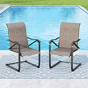 Patio Dining Chairs, Outdoor C Spring Dining Chairs Set of 2