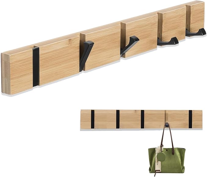  5-Hook Wall-Mounted Wooden Coat Hook