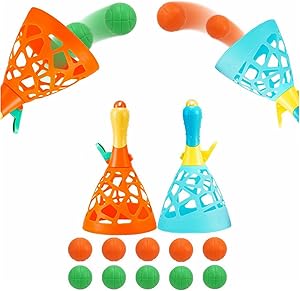 Pop and Catch Ball Game with 10 Balls and 2 Catch Launcher