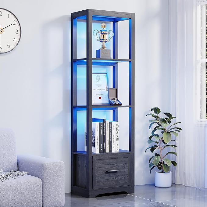 Bookcase with 3 Color Lights