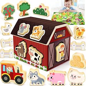 Wooden Farm Animals Toy for Toddler