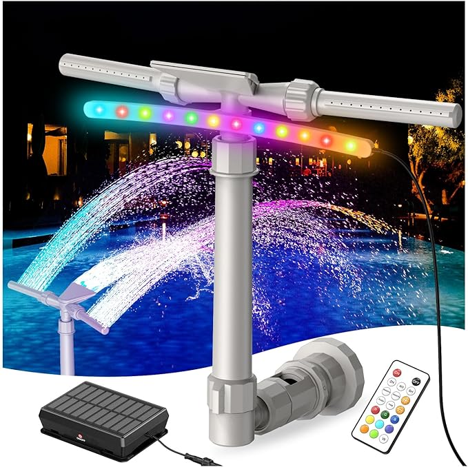 Solar Pool Fountain with Lights