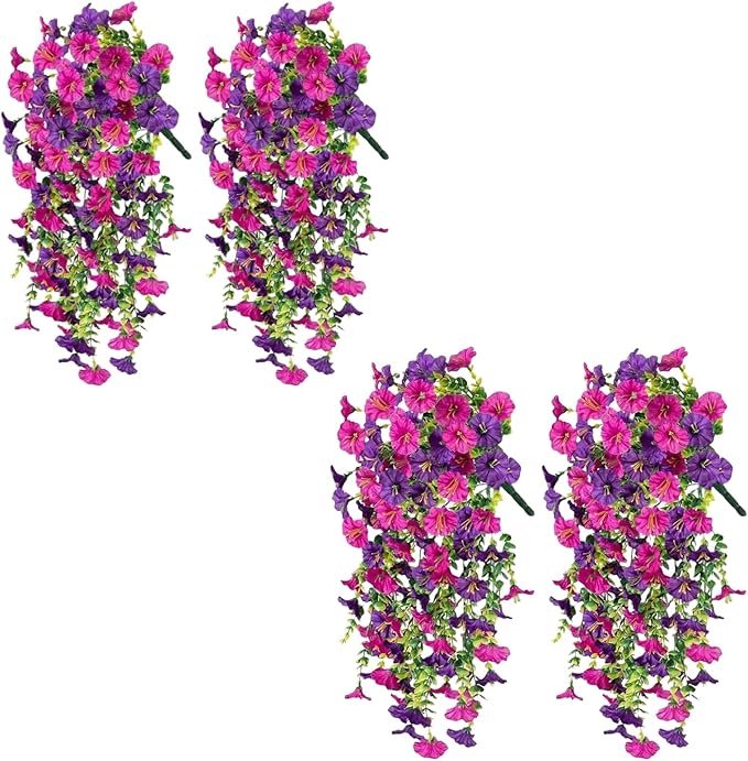 4Pcs Artificial Hanging Flowers Outdoor