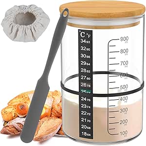  7 Pcs Glass Sourdough Starter Jar Kit