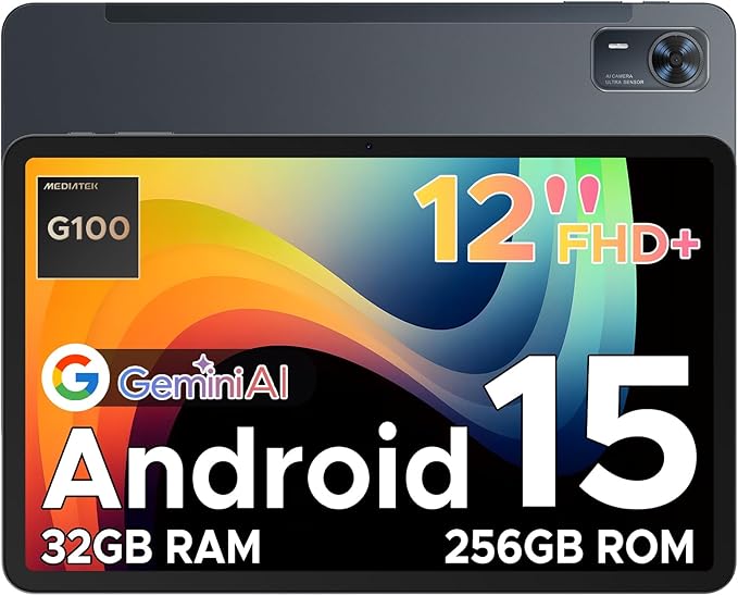 Android 15 Tablets, 12 Inch FHD+ Tablet With SIM