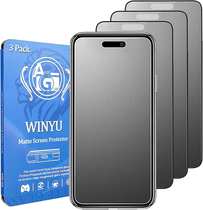 3PCS Matte Tempered Glass for iPhone 16 Pro Max