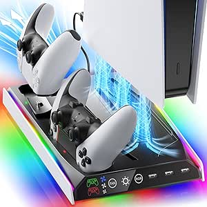 PS5/Slim/Pro Stand with Adjustable Cooling Fan