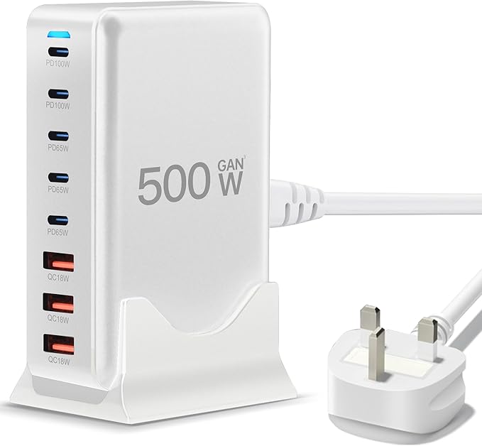 USB C Charger 500W 8 Port GaN3 USB C Charging Station