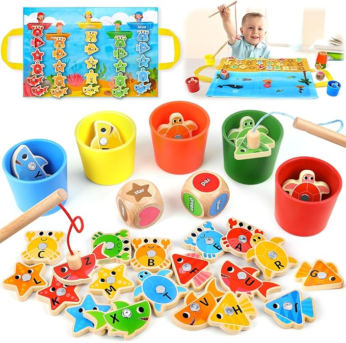 Wooden Toddler Toys Fishing Game