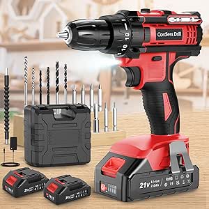  Cordless Drill, Power Drill 21V