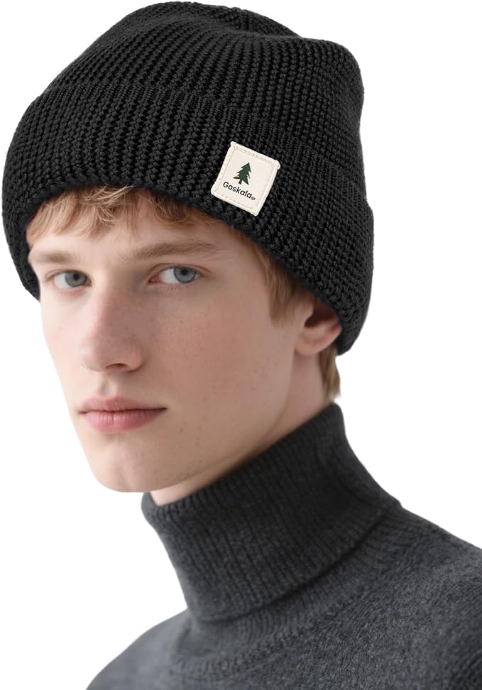 Winter Merino Wool Beanie hat for Men