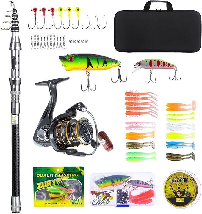 2.1M Carbon Fiber Fishing Rod and Reel Combo Set