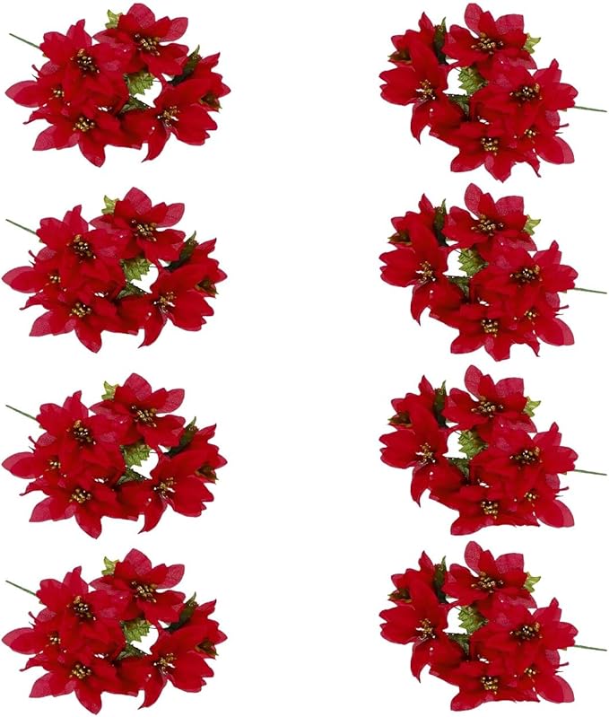 34cm Poinsettia Artificial Flowers 6 Packs