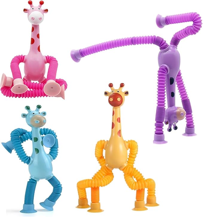 4 Pcs Telescopic Suction Cup Giraffe Toy