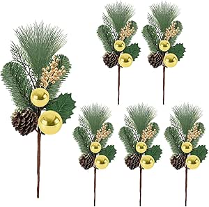 6 Pcs Artificial Christmas Picks