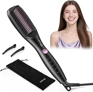 Ionic Hair Straightener Brush for Women