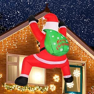 6Ft Christmas Inflatable Santa Hanging