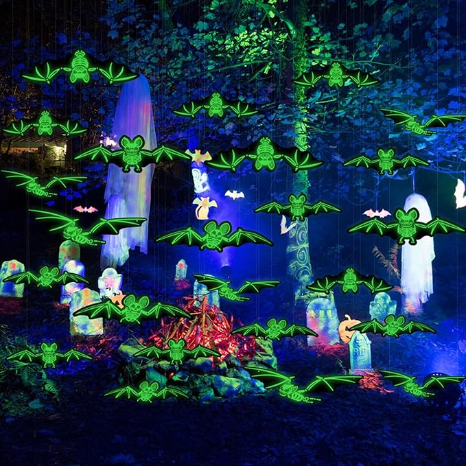 Glow in the Dark Halloween Bat Decorations