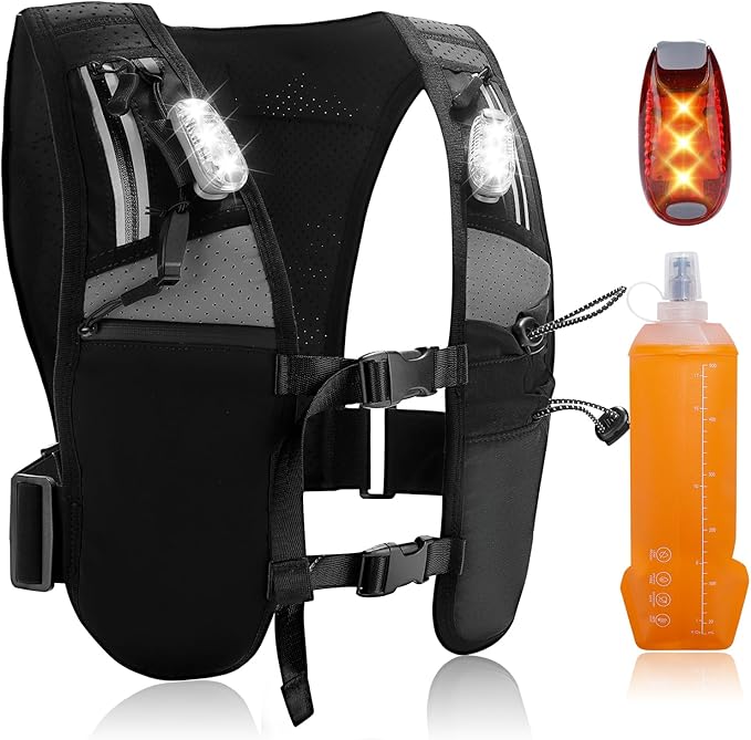 Running Vest with LED Lights & 500ml Water Bottle