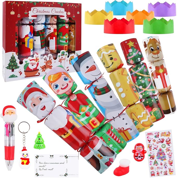 Bingqiling Christmas Crackers 6 Pack with Party Hat
