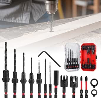 15 Piece Countersink Drill Bit Set for Woodworking