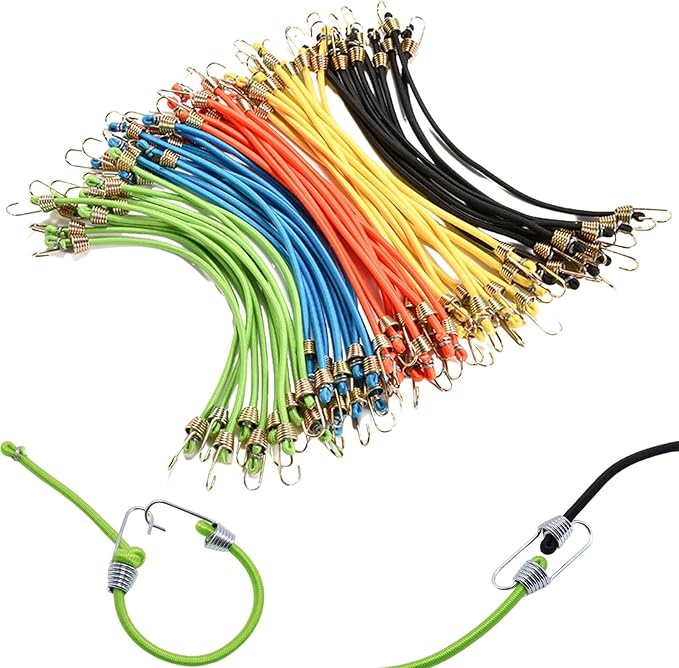 Small Bungee Cords with Hooks 12 Pack