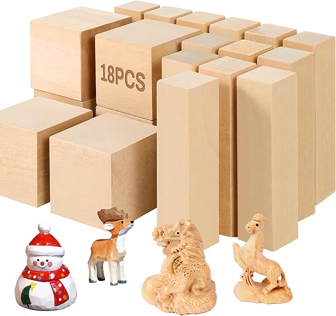 18PCS Basswood Carving Blocks for Whittling