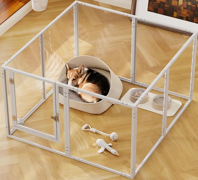 Acrylic Dog Pen with Door Puppy Playpen