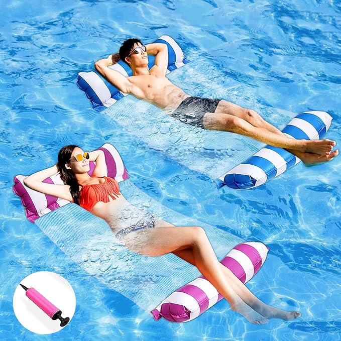 2 Pack Inflatable Pool Floats Hammock
