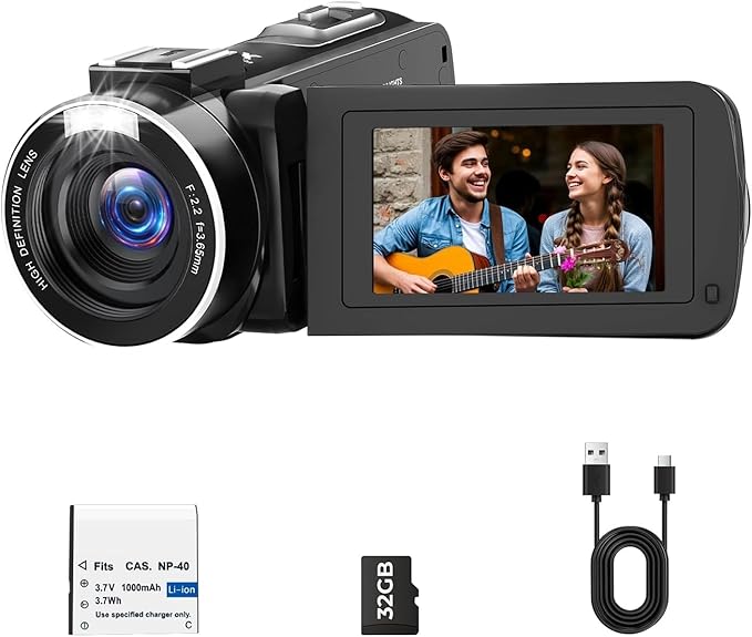 Video Camera 2.7K for YouTube Cam Corder 48MP