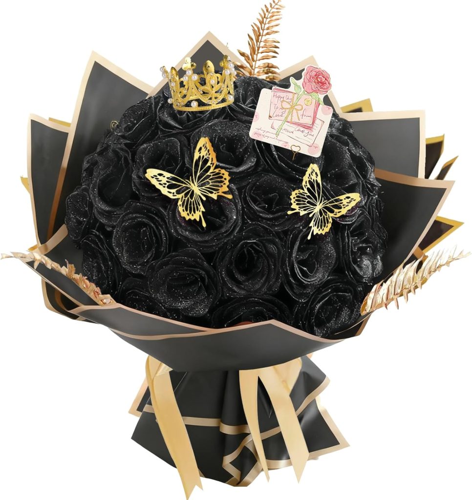 24 Pcs Glitter Roses Bouquet,Artificial